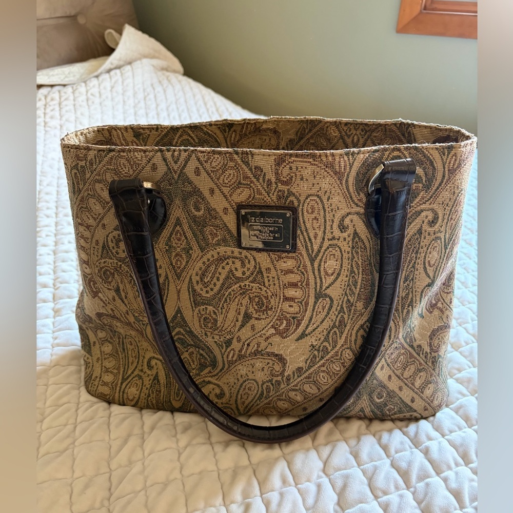 Etienne Aigner Paisley Tote - Tan and Brown
